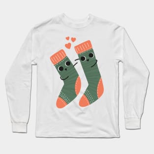 Cute Lovely Christmas Socks in Love Long Sleeve T-Shirt